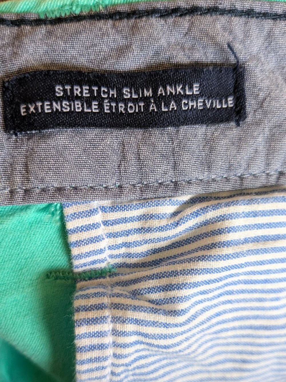 Tommy Hilfiger Stretch Slim Ankle Khaki Pants, Cropped Length, Green, Sz 10 - Picture 5 of 7